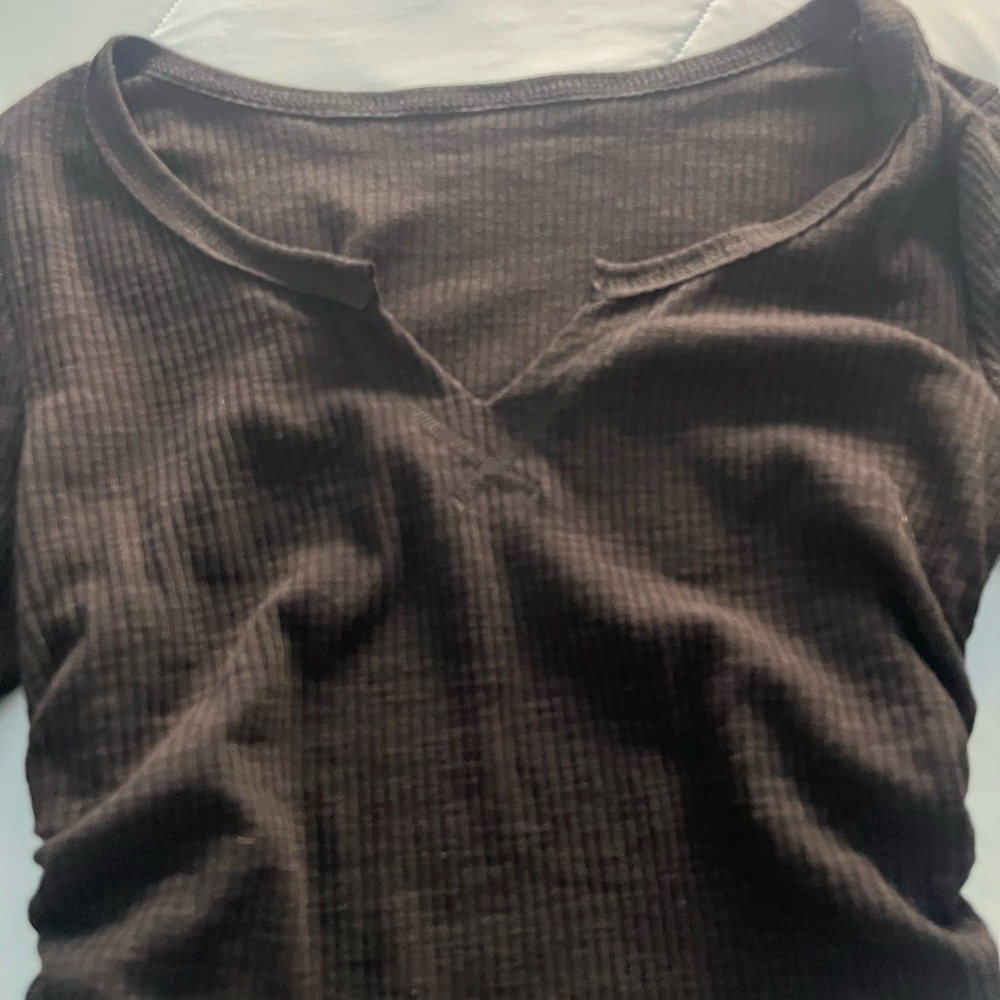 Women's Brown Ribbed Top